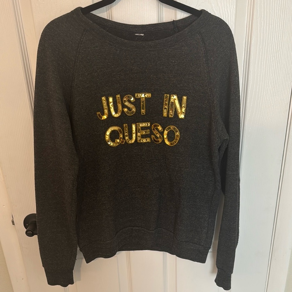 Women's Black Sweater with Gold Lettering